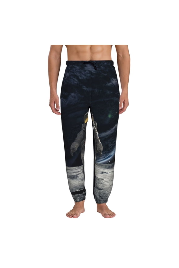 Astronaut Standing In The Moon Pattern Joggers,Sweatpants for Men with Pockets-Large