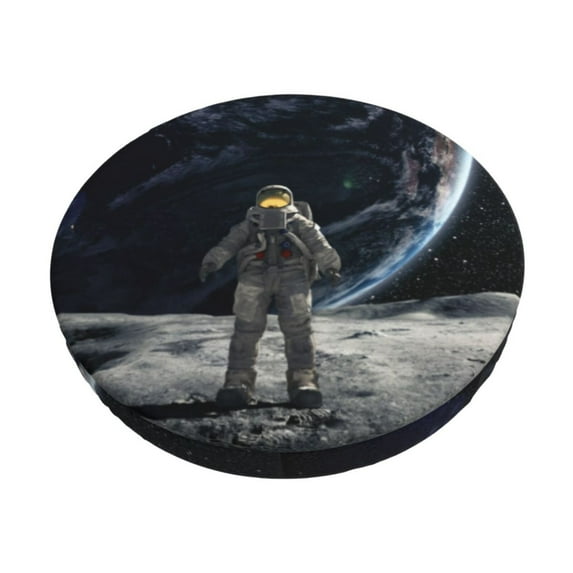 Kdxio Astronaut Standing In The Moon Print Stool Covers Round,Stretch Round Bar Stool Covers Washable Bar Stool Cushion Slipcover for 12-15 Inch Chair