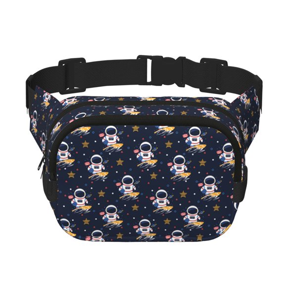 Kdxio Astronaut Surfing Crossbody Double Layer Waist Bag Belt Bag for Unisex Fanny Pack Fashion Waist Packs for Hiking Running Shopping Traveling