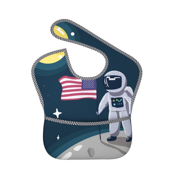 Kdxio Astronaut With USA Flag Bibs For Babies, Baby Bibs for Eating, Toddler Bibs, Waterproof Bibs, Feeding Bibs, for Toddlers, Boys, Girls