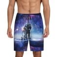 thumbnail image 1 of Kdxio Astronauts Start Running Print Mens Sleep Shorts Bottoms Soft Comfy Pajama Wear Pants with Drawstring Pockets, 1 of 7