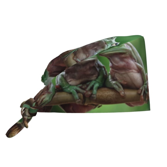 Kdxio Australian White Tree Frog Sitting on Branch Pattern Turban Hat for Women Men Comfortable Adjustable Cleaning Working Cap with Sweatband