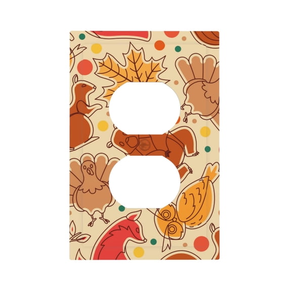 Kdxio Autumn Animal Maple Leaves Decorator Light Switch or Receptacle Outlet Wall Plate Decorator Wall Plate Child Safe Outlet Cover-Style S