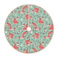 Kdxio Autumn Branches Fox and Mushrooms Print Christmas Tree Skirt