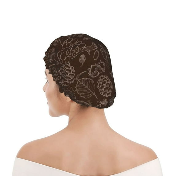 Kdxio Autumn Brown Plants Print Shower Cap for Women,Elastic and Reusable,Double Waterproof Layers Bathing Hat