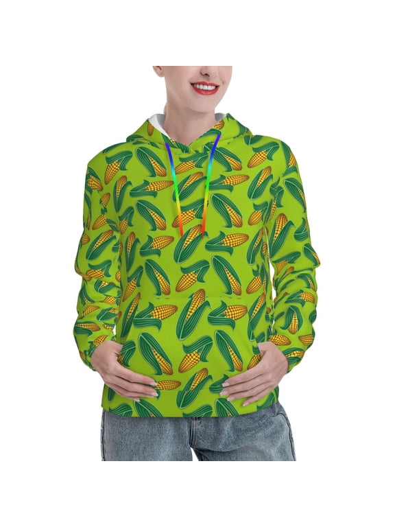 Autumn Corn Print Womens Oversized Hoodies Sweatshirts Hooded Pullover Tops Sweaters Casual-XX-Large