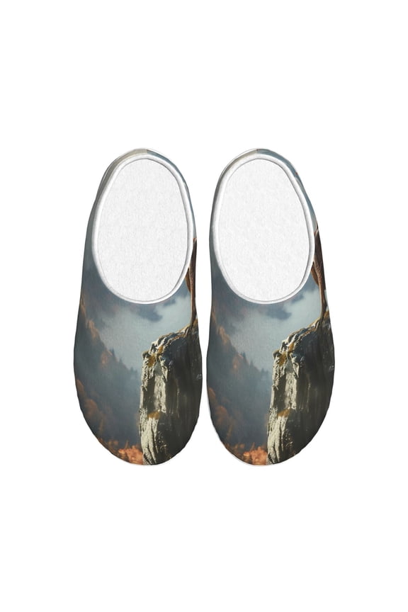 Autumn Dragon Mountain View Women's Men's Slippers Plush Slip-On House Slipper for Winter Indoor Soft Cushion Non-slip Fluffy Slides Slippers-37/38