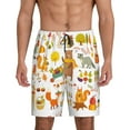thumbnail image 1 of Kdxio Autumn Forest Animals Print Mens Sleep Shorts Bottoms Soft Comfy Pajama Wear Pants with Drawstring Pockets, 1 of 7