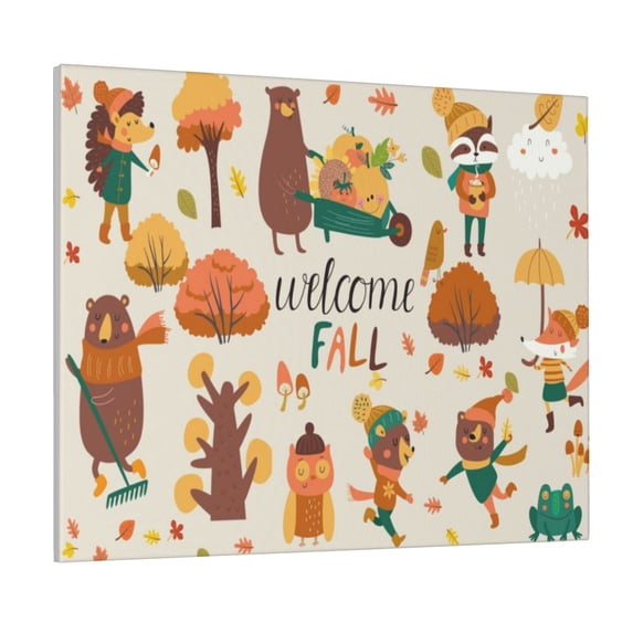 Kdxio Autumn In The Forest Pattern Canvas Wall Art for Living Room Wall Decor for Bedroom Bathroom Modern Framed Canvas Art Prints Ready to Hang,Horizontal