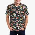 thumbnail image 1 of Kdxio Autumn Fox Owl Print Men's Short Sleeve Polo Shirt,Midweight Men's Shirt, 1 of 6