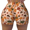thumbnail image 1 of Kdxio Autumn Fox Pumpkin Lazy Print Workout Shorts for Women Seamless Soft Smooth Gym Yoga Scrunch Active Shorts, 1 of 5