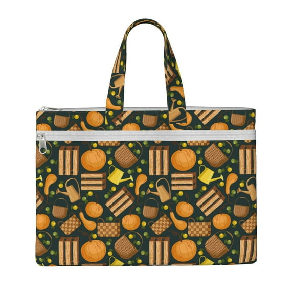 Kdxio Autumn Harvest Pumpkin Basket File Tote Document Bag Business Briefcase Bag Document Organizer Tote Briefcase for Letter A4 Files Business Teacher Office Bag