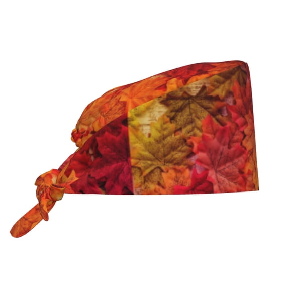 Kdxio Autumn Leaf Pattern Turban Hat for Women Men Comfortable Adjustable Cleaning Working Cap with Sweatband