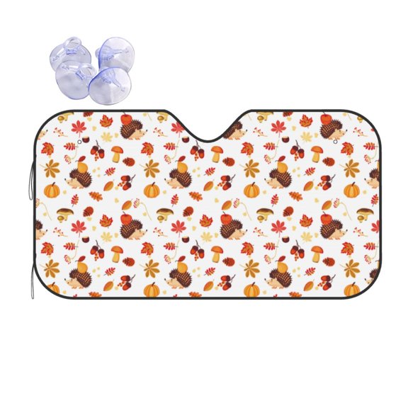 Kdxio Autumn Maple Leaf with Hedgehog Print Front Windshield Sun Shade,Folding Auto Sunshade for Car Truck SUV-Small