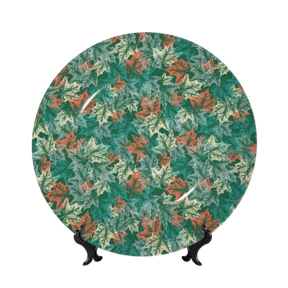 Kdxio Autumn Maple Leaves 1 Bone China Decorative Plate Ceramic Decorative Plate for Home Office Wall Stand Decorative Plates for Home Bedroom-10in