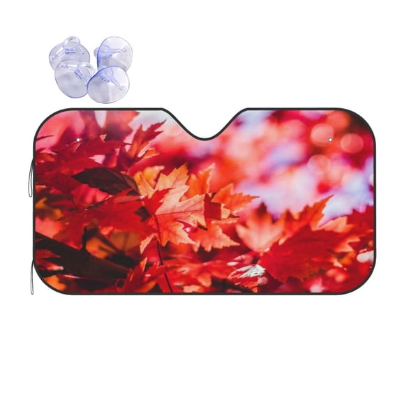 Kdxio Autumn Maple Leaves Print Front Windshield Sun Shade,Folding Auto Sunshade for Car Truck SUV-Small