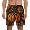 thumbnail image 1 of Kdxio Autumn Pumpkin Leaves Print Men's Swim Trunks with Compression Liner 7 Inch Inseam Quick Dry Swim Shorts, 1 of 5