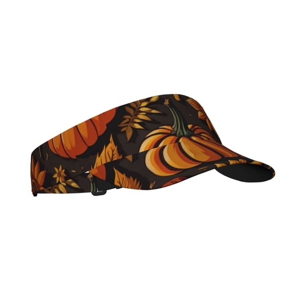 Kdxio Autumn Pumpkin Leaves Print Sun Visor Hat Golf Visor Adjustable Velcro Outdoor Sports Cap for Men Women