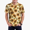 thumbnail image 1 of Kdxio Autumn Sunflowers Print Men's Short Sleeve Polo Shirt,Midweight Men's Shirt, 1 of 5