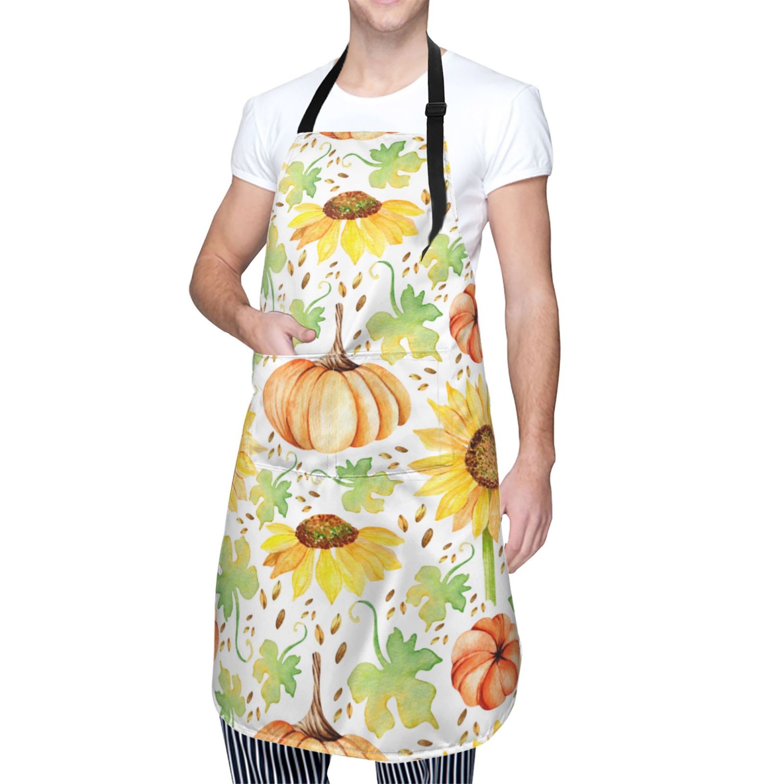 Kdxio Autumn Theme Apron with Pockets Adjustable Kitchen Aprons for Men Women Waterproof Aprons for Cooking,Drawing,Crafting, Baking Household Cleaning