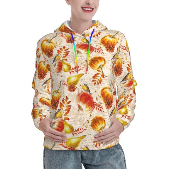 Kdxio Autumn With Birds Print Womens Oversized Hoodies Sweatshirts Hooded Pullover Tops Sweaters Casual-Small