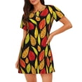thumbnail image 1 of Kdxio Autumn With Leaves Pattern Womens Short Sleeve Sleepshirt Scoopneck Cute Nightdress Ruffle Comfy Nightgown, 1 of 6