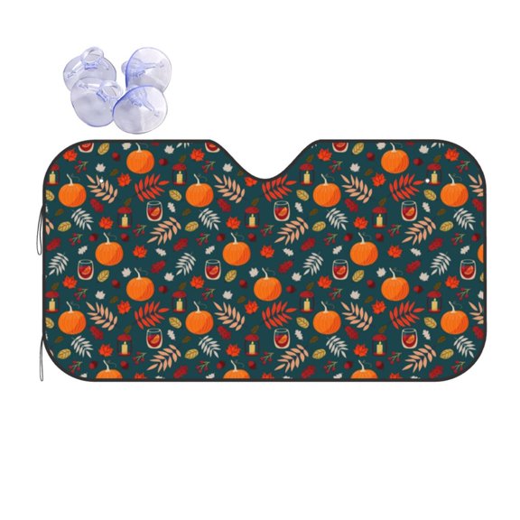 Kdxio Autumn with Pumpkins Print Front Windshield Sun Shade,Folding Auto Sunshade for Car Truck SUV-Small