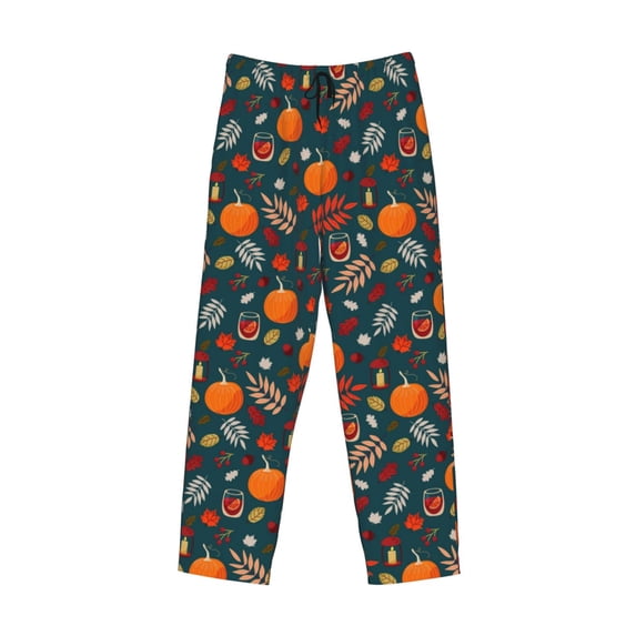 Kdxio Autumn with Pumpkins Print Men's Sleep Pajama Pant Lounge Pants with Pockets