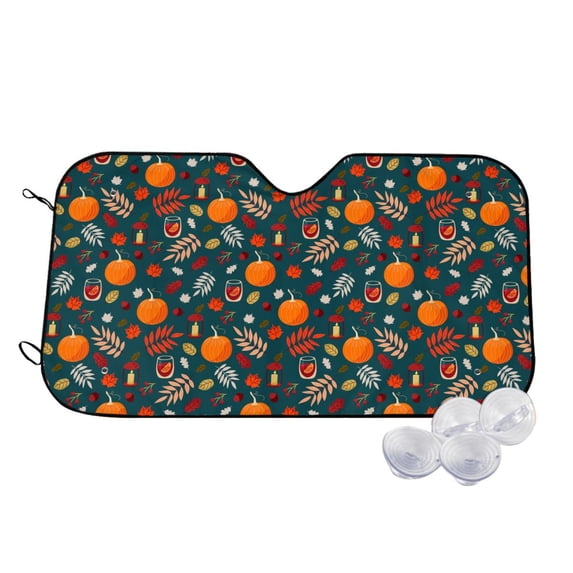 Kdxio Autumn with Pumpkins Print Windshield Sun Shade,UV Rays and Sun Heat Protection,Sunshade for Car Windshield,Car Shade Front Windshield - Small