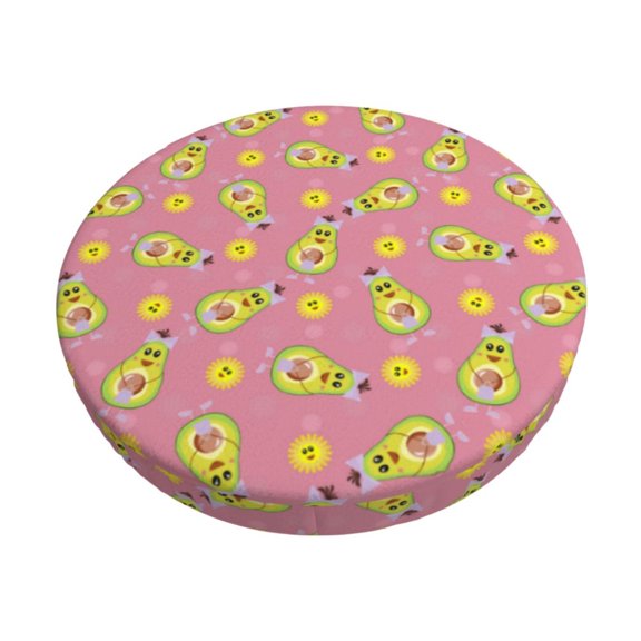 Kdxio Avocado And Sun Print Stool Covers Round,Stretch Round Bar Stool Covers Washable Bar Stool Cushion Slipcover for 12-15 Inch Chair