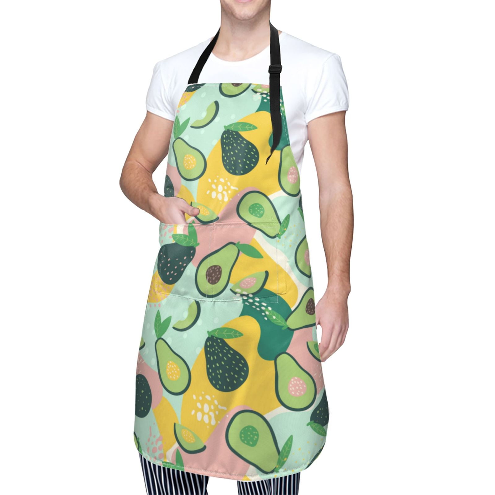 Kdxio Avocado Apron with Pockets Adjustable Kitchen Aprons for Men Women Waterproof Aprons for Cooking,Drawing,Crafting, Baking Household Cleaning