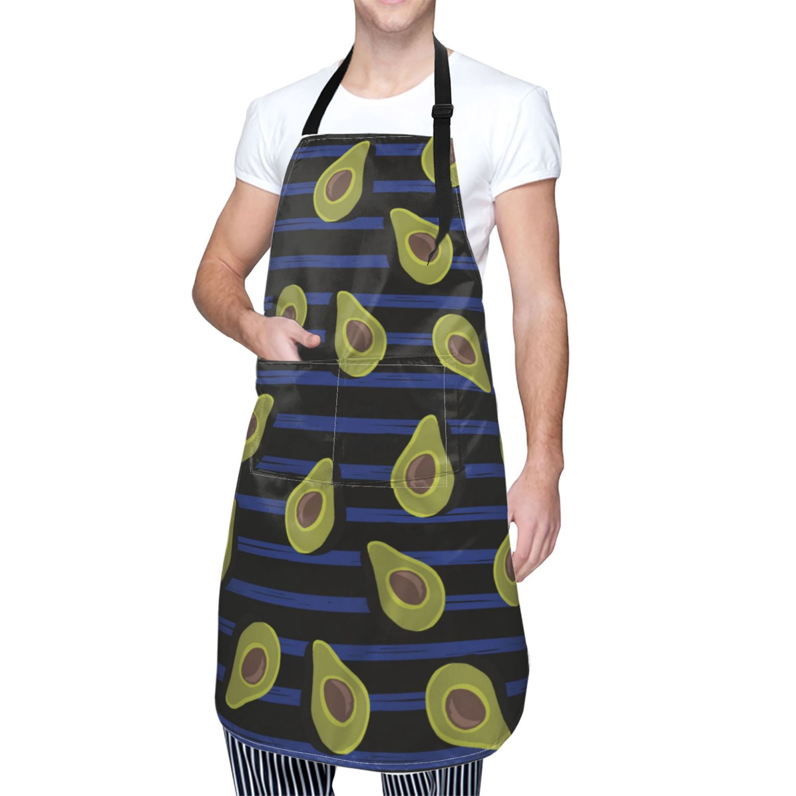 Kdxio Avocado Apron with Pockets Adjustable Kitchen Aprons for Men Women Waterproof Aprons for Cooking,Drawing,Crafting, Baking Household Cleaning