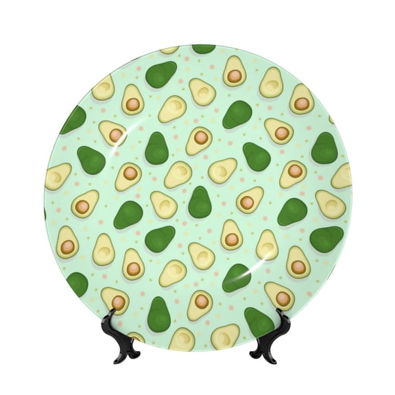 Kdxio Avocado Bone China Decorative Plate Ceramic Decorative Plate for Home Office Wall Stand Decorative Plates for Home Bedroom-6in