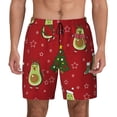 thumbnail image 1 of Kdxio Avocado Christmas Print Men'S Swim Trunks With Compression Liner 7 Inch Inseam Quick Dry Swim Shorts, 1 of 7