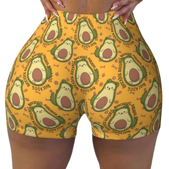 Kdxio Avocado Dog Print Workout Shorts for Women Seamless Soft Smooth Gym Yoga Scrunch Active Shorts