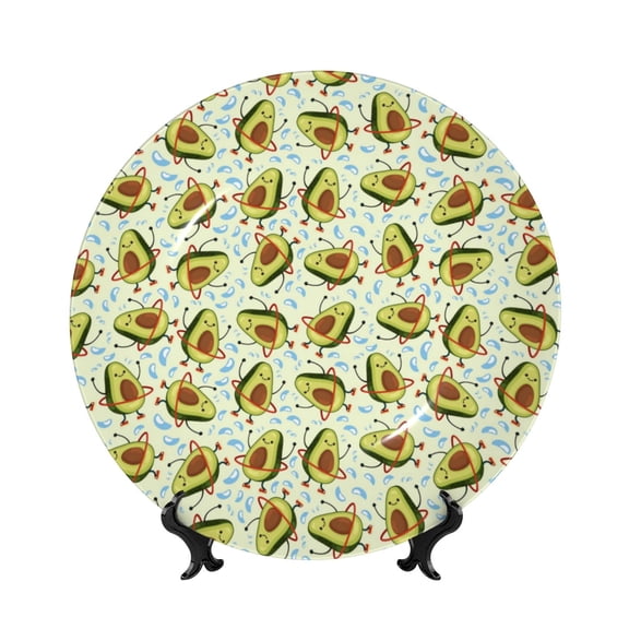 Kdxio Avocado Doing Sport Bone China Decorative Plate Ceramic Decorative Plate for Home Office Wall Stand Decorative Plates for Home Bedroom-7in
