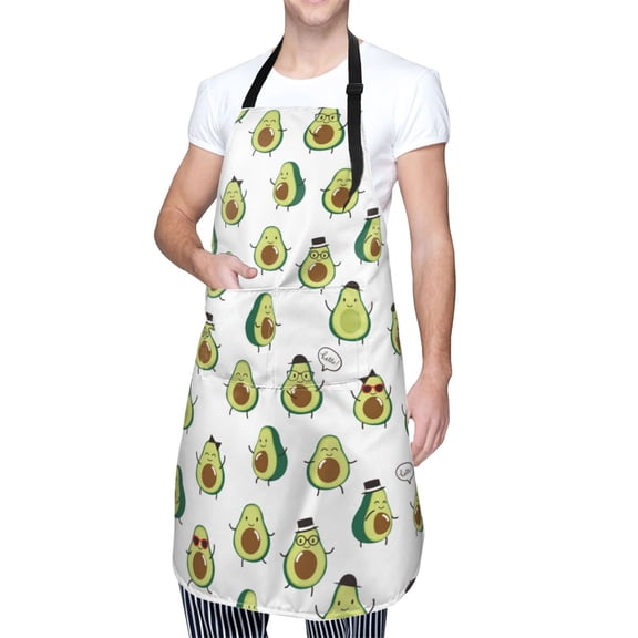 Kdxio Avocado Friends Apron with Pockets Adjustable Kitchen Aprons for Men Women Waterproof Aprons for Cooking,Drawing,Crafting, Baking Household Cleaning