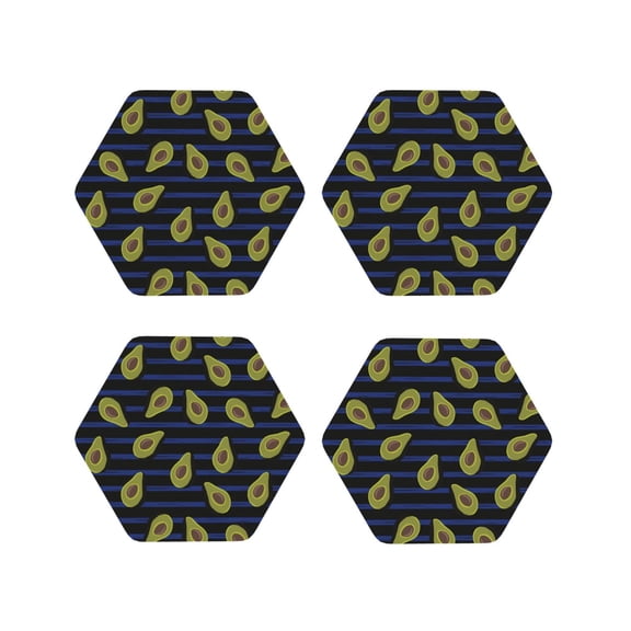 Kdxio Avocado Funny Coasters,4 Pcs Leather Coasters,Housewarming Gifts,Protect Furniture From Water Marks Scratch And Damage