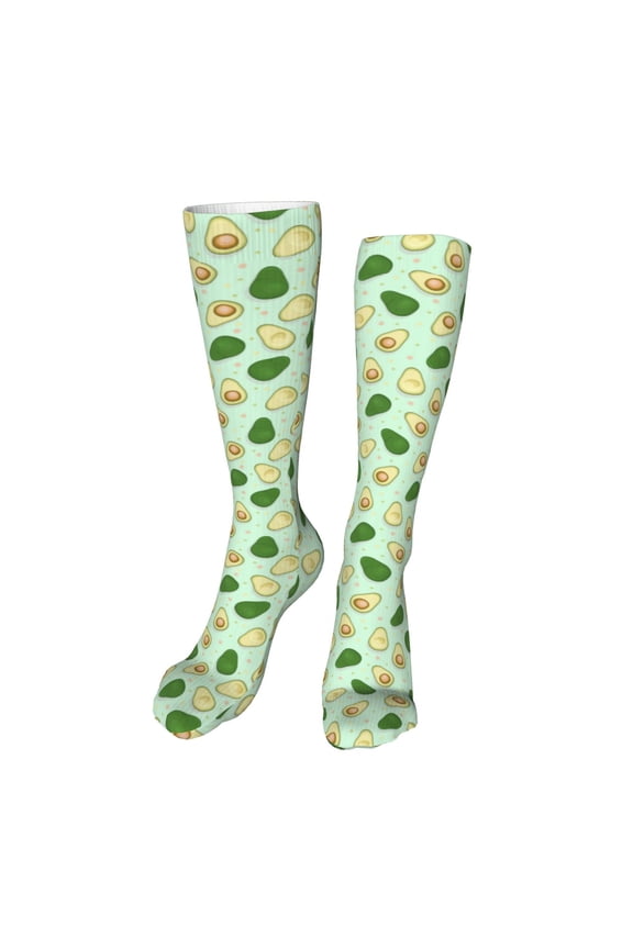 Avocado Funny Silky Novelty Funky Long Knee High Socks Soft 3D Print Cosplay Crazy Stockings for Men Women