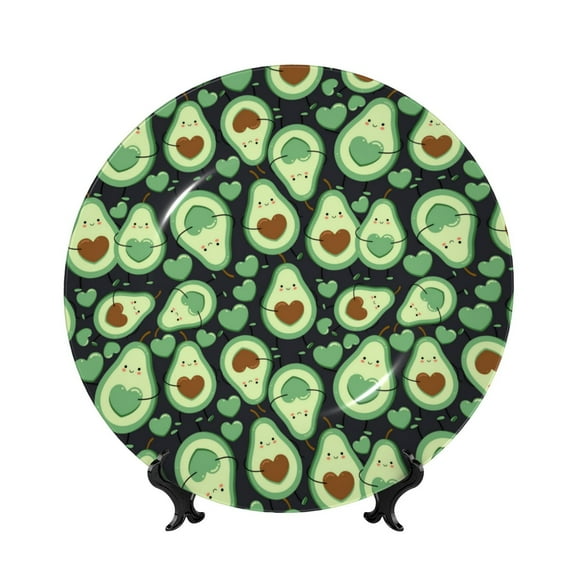 Kdxio Avocado Heart Bone China Decorative Plate Ceramic Decorative Plate for Home Office Wall Stand Decorative Plates for Home Bedroom-6in