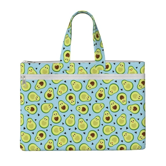 Kdxio Avocado and Hearts File Tote Document Bag Business Briefcase Bag Document Organizer Tote Briefcase for Letter A4 Files Business Teacher Office Bag