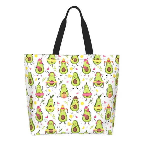 Kdxio Avocado Playing Music Casual Tote Bags Women Big Capacity Shoulder Bag for Women Travel Shoulder Bags Handbags