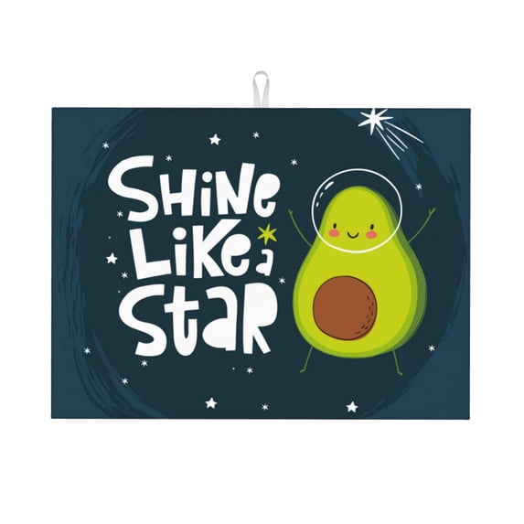 Kdxio Avocado in Space1 for Dish Drying Mat,24*18 inch Absorbent Dish Drainer Kitchen Counter,Large Size Dish Drying Pad for Countertops,Draining Racks