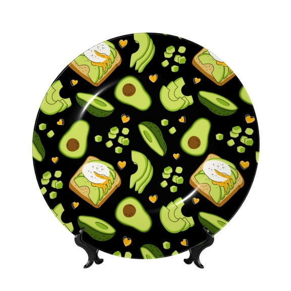 Kdxio Avocado Toast Bone China Decorative Plate Ceramic Decorative Plate for Home Office Wall Stand Decorative Plates for Home Bedroom-7in