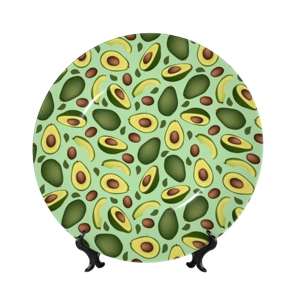 Kdxio Avocado With Seeds Bone China Decorative Plate Ceramic Decorative Plate for Home Office Wall Stand Decorative Plates for Home Bedroom-7in