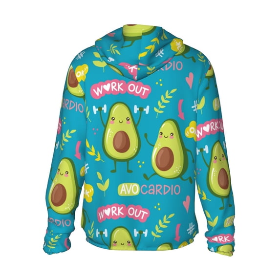 Kdxio Avocado Work Out Print Women Men Sun Protection UPF 50+ Jackets Zip Up Long Sleeve Hoodie Hiking Lightweight with Pockets