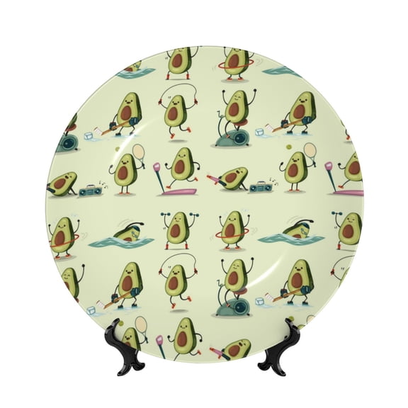 Kdxio Avocado for Exercise Bone China Decorative Plate Ceramic Decorative Plate for Home Office Wall Stand Decorative Plates for Home Bedroom-8in