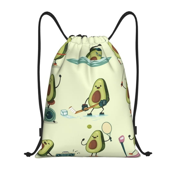 Kdxio Avocado for Exercise Print Drawstring Backpack Bag,Waterproof Draw String Back Sack, Gym Drawstring Bags Swim Bag For Unisex