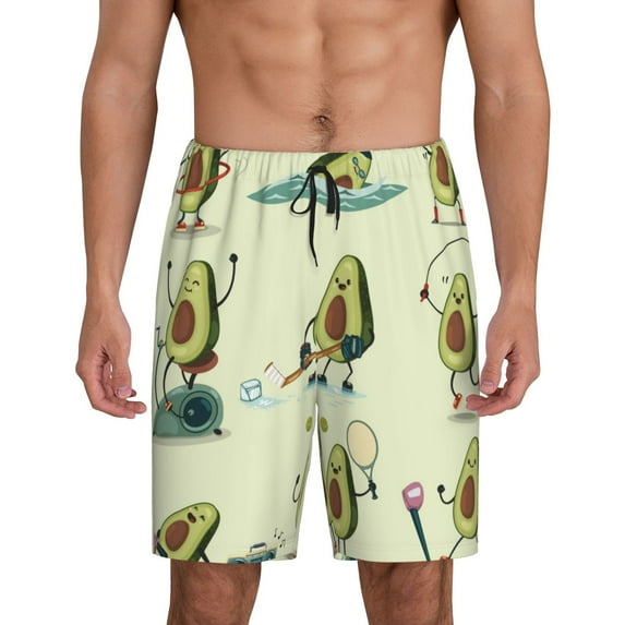 Kdxio Avocado for Exercise Print Mens Sleep Shorts Bottoms Soft Comfy Pajama Wear Pants with Drawstring Pockets