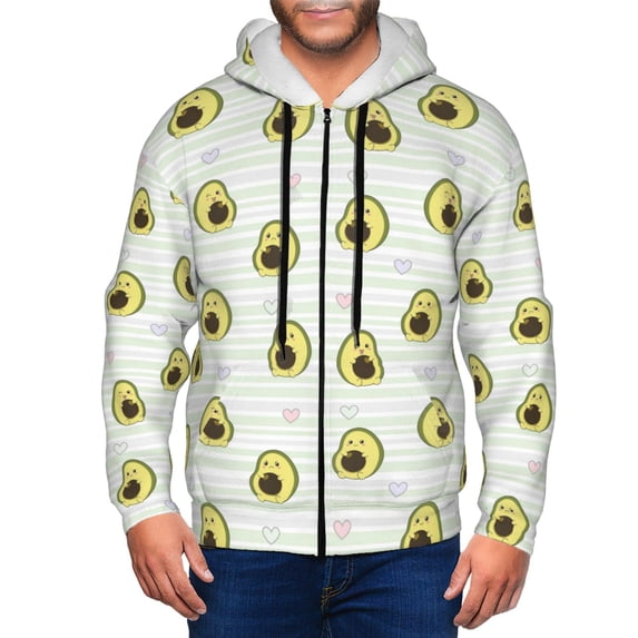Kdxio Avocado of a Hear Print Men Hoodies Casual Hoodies for Men with Zip Pockets Full Zip Long Sleeve Sweatshirt Sports Hooded Jacket-XX-Large